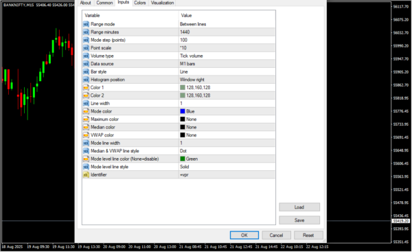 Volume Profile Range V6 Indicator Inputs