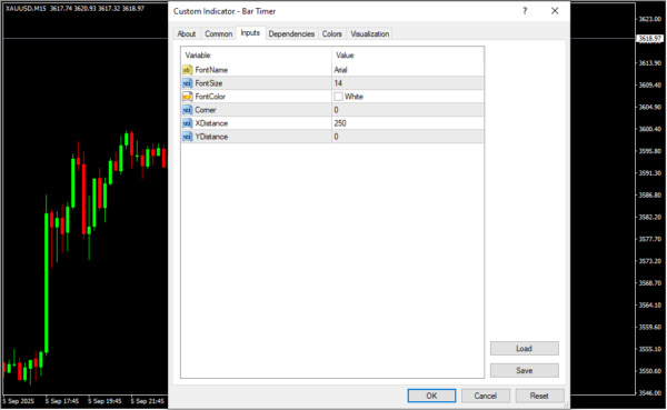 Bar Timer Inputs