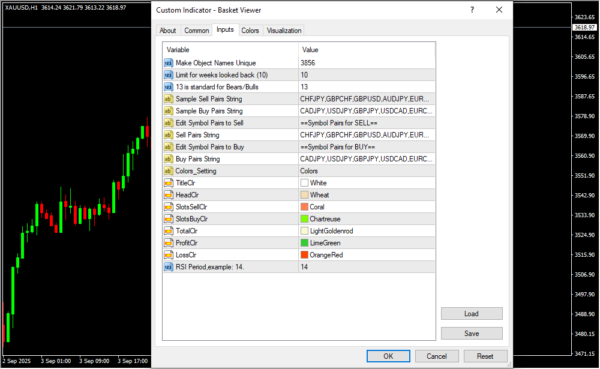 Basket Viewer Inputs