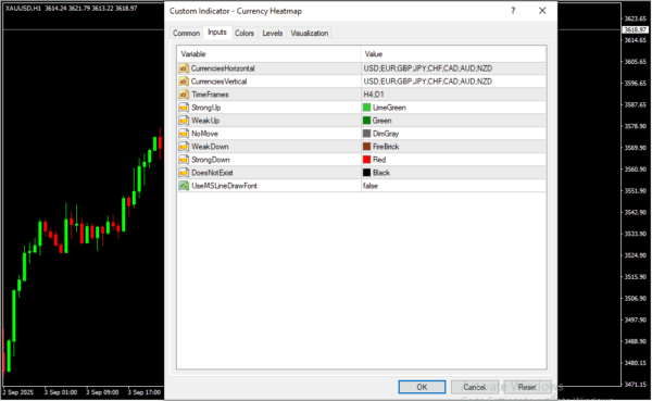 Currency Heatmap Inputs