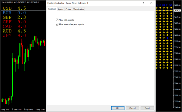 Forex News Calender Inputs 3