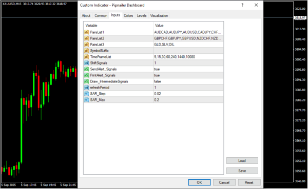Pipnailer Dashboard Inputs