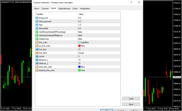 Position Size Calculator Inputs