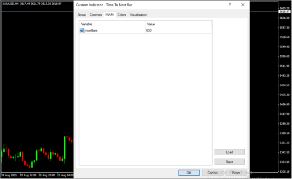 Time To Next Bar Inputs
