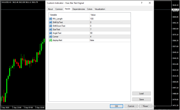 Vsac Bar Text Signal Inputs